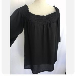NWT- LOFT Off-Shoulder Loose Top in Black, S